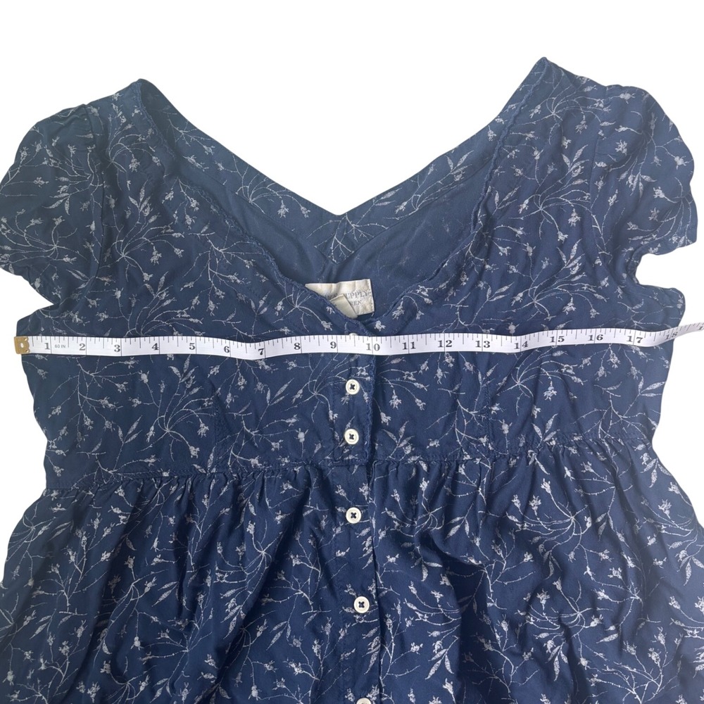 Denim & Supply Ralph Lauren Navy Floral Button Front Babydoll Swing Mini Dress M - Picture 5 of 8